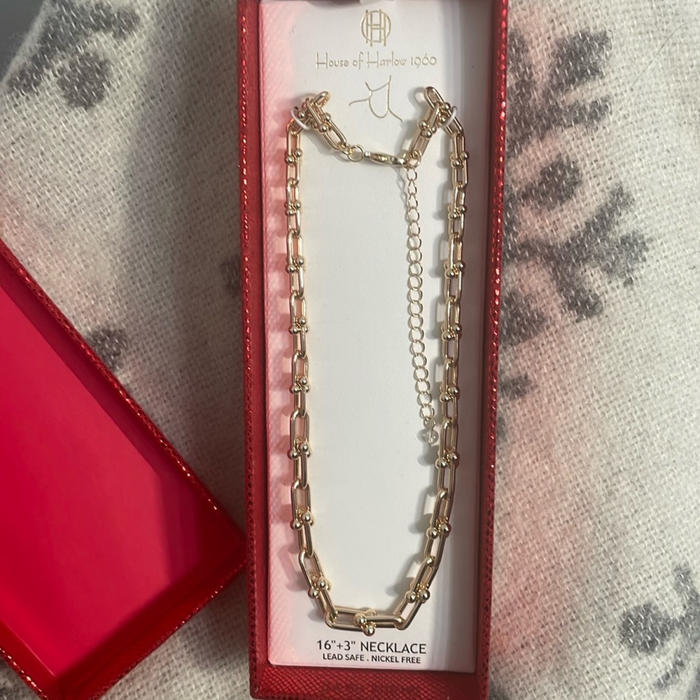 NIB. House of Harlow 1960 necklace. 16" + 3" necklace. Lead safe + Nickel free.